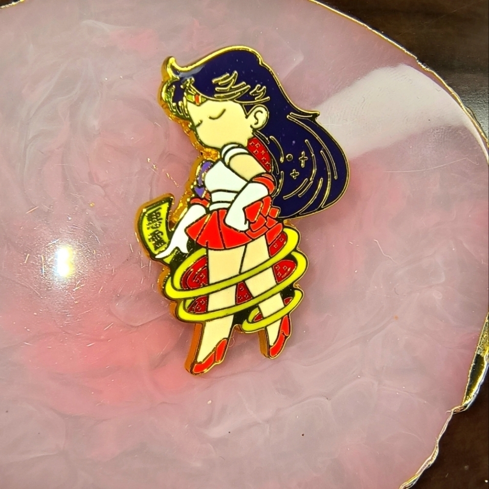 Women’s Jewelry Pretty Sailor Mars Enamel Pin - Red and Gold Moon Anime Manga